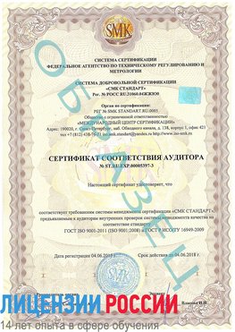 Образец сертификата соответствия аудитора №ST.RU.EXP.00005397-3 Беслан Сертификат ISO/TS 16949